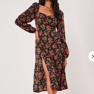 Missguided floral milkmaid midi dress